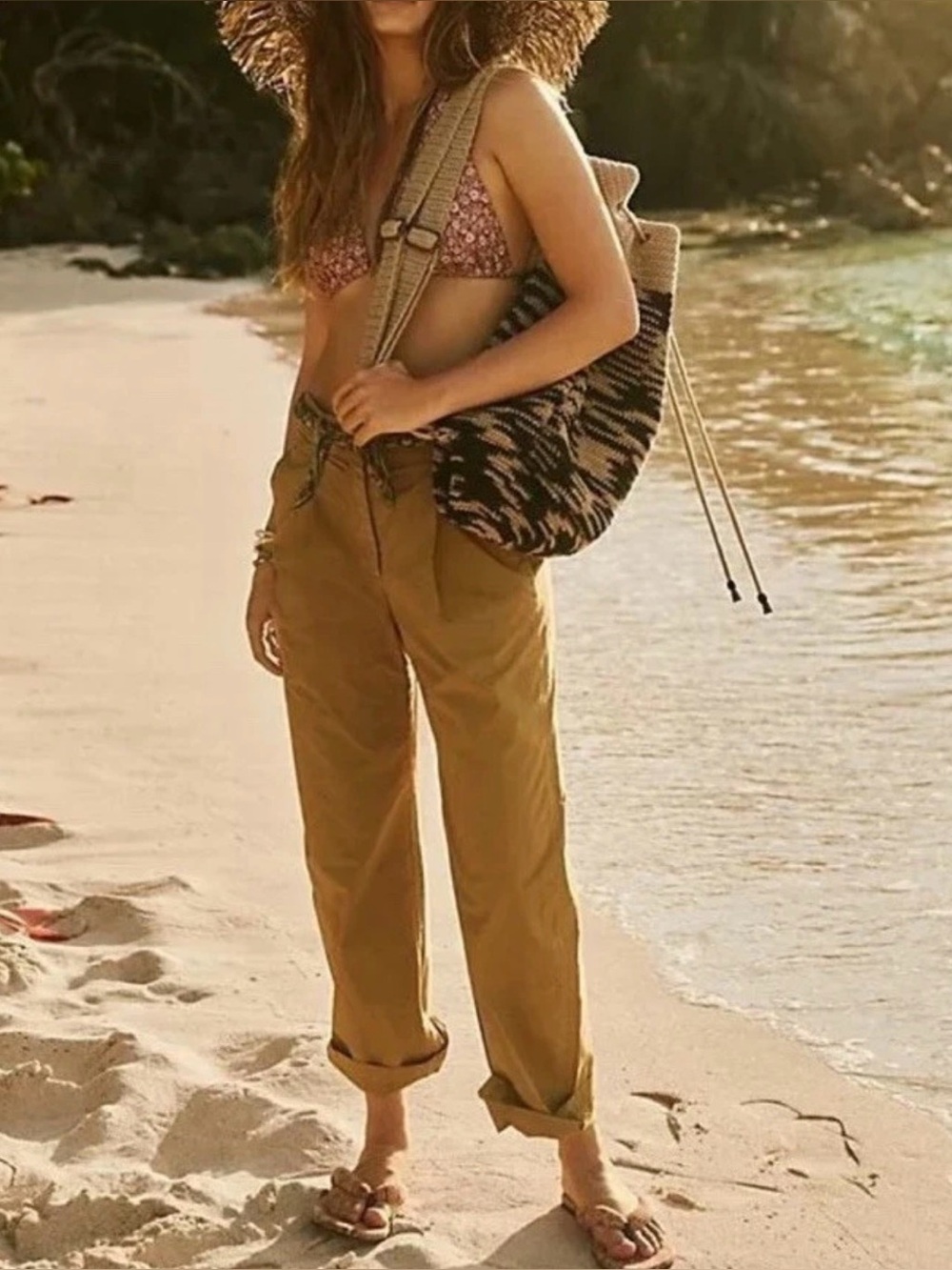 Free People Olive Green High Waisted Pants Size 14 Adventurer